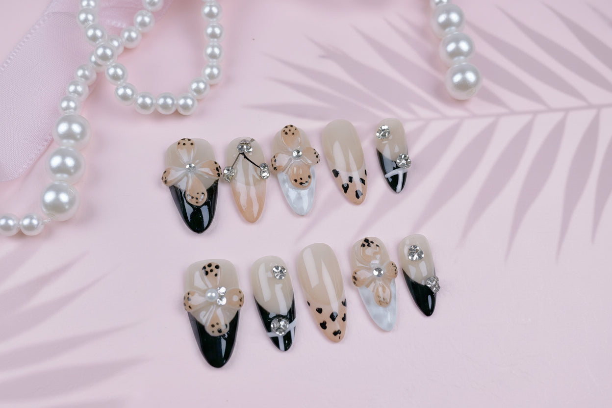 French Cheetah Nails