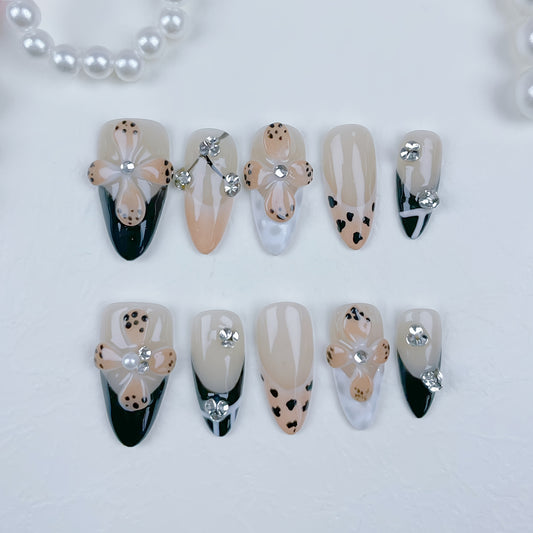 French Cheetah Nails
